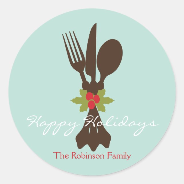 Festliche Cutlery Holiday Gefallen Stickers (Vorderseite)