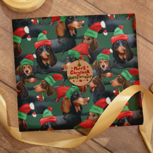 Festliche Dachshund-Freuden nahtloses Muster Geschenkpapier
