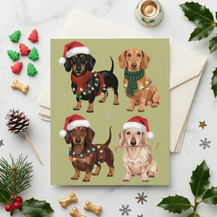 Festliche Dachshund-Weihnachtshunde in Weihnachtsm Postkarte