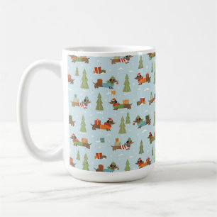 Festliche Dackeln im Schneemuster Kaffeetasse