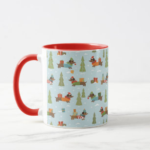 Festliche Dackeln im Schneemuster Tasse