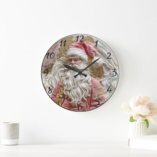 Festliche Darstellung des Weihnachtsmannes Große Wanduhr (Zuhause)