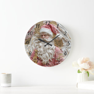Festliche Darstellung des Weihnachtsmannes Große Wanduhr