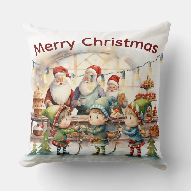 Festliche Dekoration im Stil von Santa & Elf Kissen (Vorderseite)