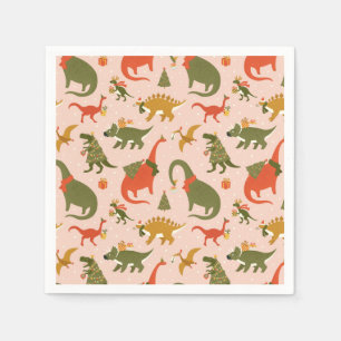 Festliche Dinosaurier Weihnachtsbaum Urlaubsmuster Serviette