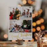 Festliche Drehbuch Drei-Foto Frohe Weihnachtsgolde Folien Feiertagspostkarte<br><div class="desc">Feiern Sie die Saison mit diesem festlichen Drehbuch drei Foto Frohe Weihnachtsgoldfolie Urlaub mit einer Touch von elegantem Charme. Das schicke Design präsentiert eine schlichte, in Gold und Weiß gehaltene Farbpalette, die den gemütlichen Geist des Winters widerspiegelt. Seine moderne und einzigartige Anziehungskraft und seine rustikale Formulierung schaffen ein perfektes Gleichgewicht...</div>