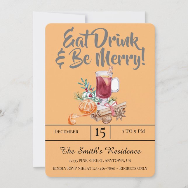 Festliche Drinks Party essen Drink & Sei fröhlich! Einladung (Vorderseite)