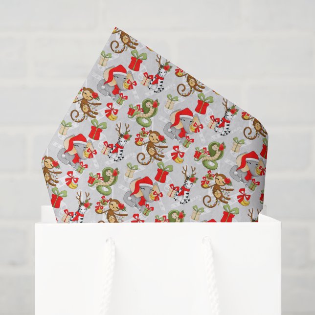 Festliche Dschungeltiere Party Weihnachten Seidenpapier (Geschenktüte)