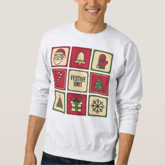 Festliche Einheit (1) Retro-Weihnachts-Icon-Raster Sweatshirt