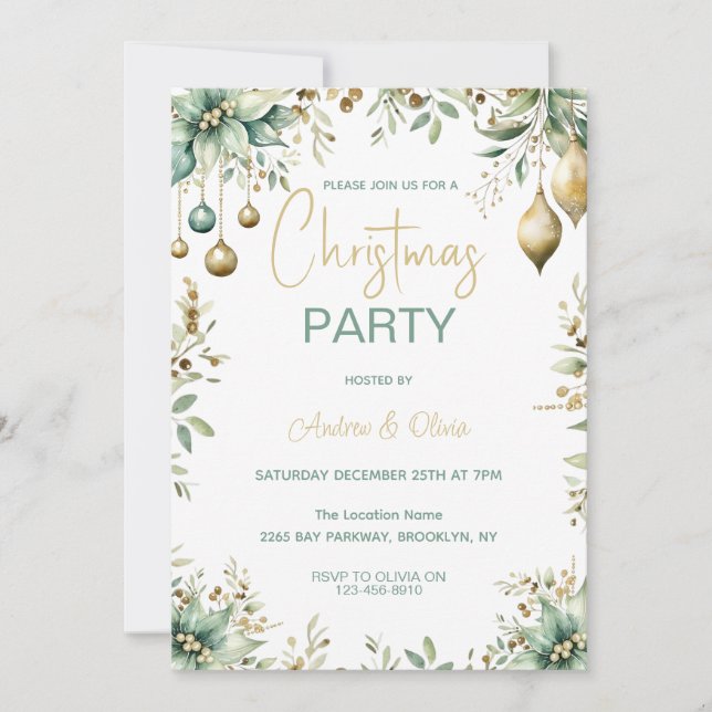 Festliche Elegante Ornamente Weihnachten Party Einladung (Vorderseite)