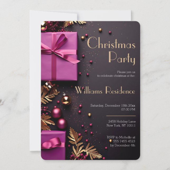 Festliche Elegante Weihnachts-Party Einladung (Vorderseite)