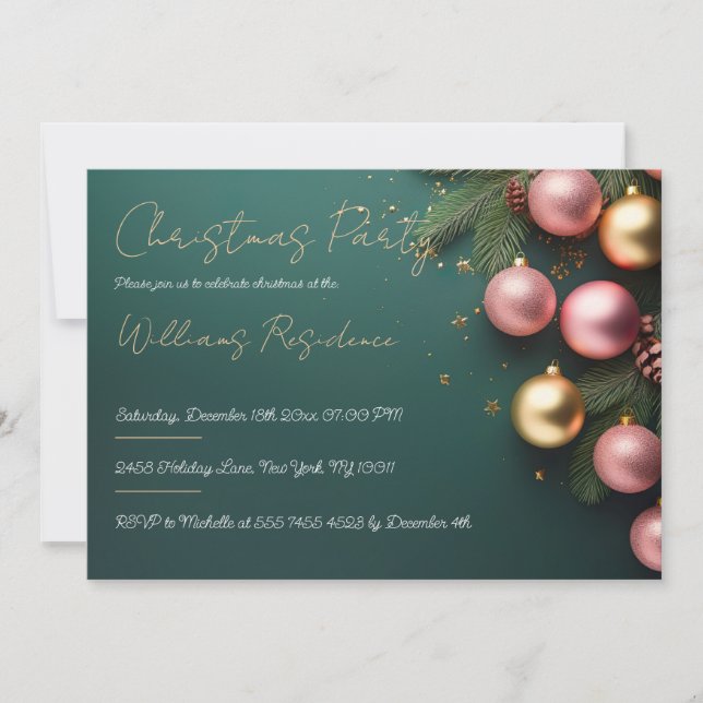 Festliche Elegante Weihnachts-Party Einladung (Vorderseite)