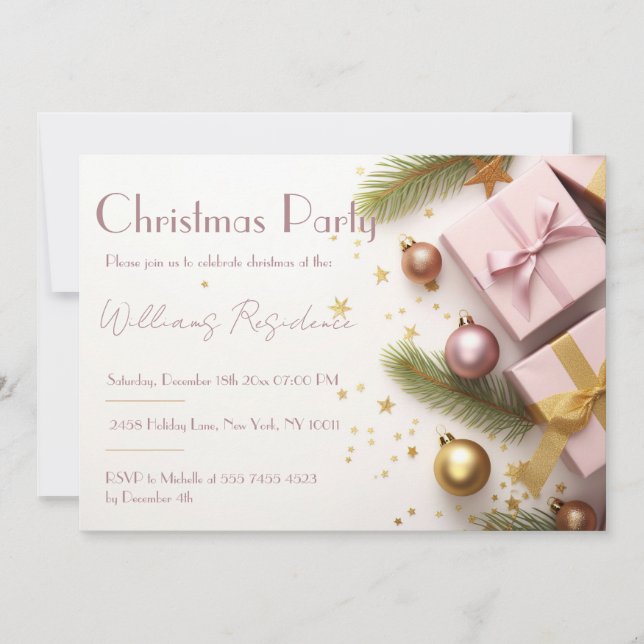 Festliche Elegante Weihnachts-Party Einladung (Vorderseite)