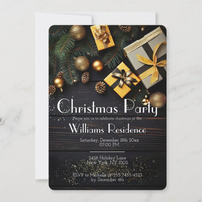 Festliche Elegante Weihnachts-Party Einladung (Vorderseite)