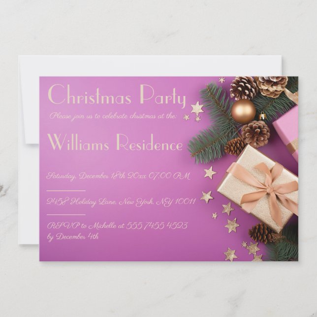 Festliche Elegante Weihnachts-Party Einladung (Vorderseite)