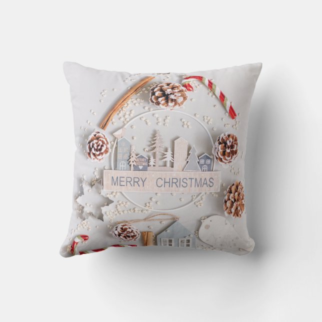 "Festliche Eleganz: Frohe Weihnachtsfeier" Kissen (Rückseite)