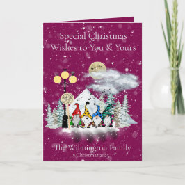 Festliche Elf Quartett Familienfeiertag Weihnachts Karte