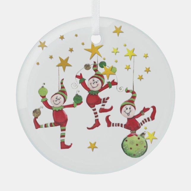 Festliche Elfen Weihnachten Ornament Aus Glas (Vorderseite)