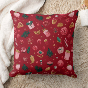 Festliche Erdbeeren-Weihnachtsleckereien-Muster Kissen
