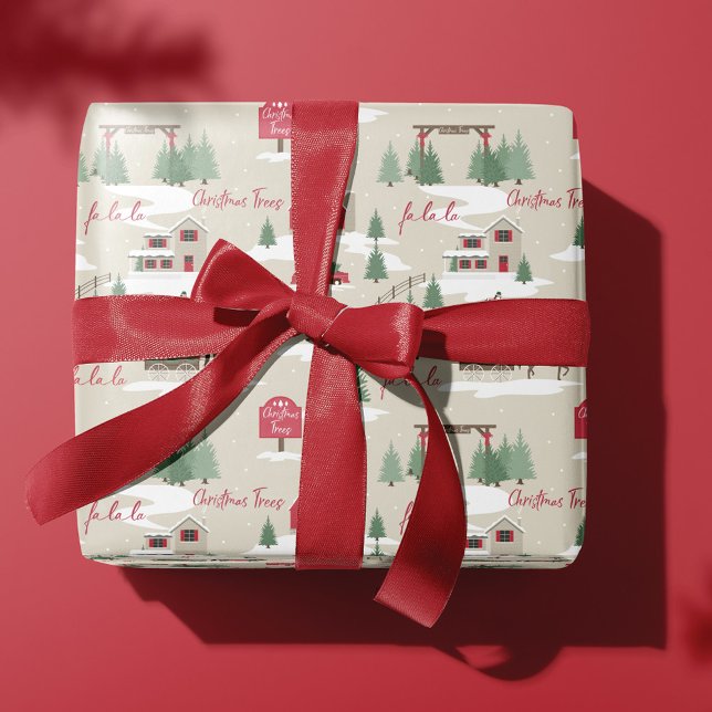 Festliche Fala Vintage Weihnachtsbaumfarm Wrapping Geschenkpapier (Von Creator hochgeladen)
