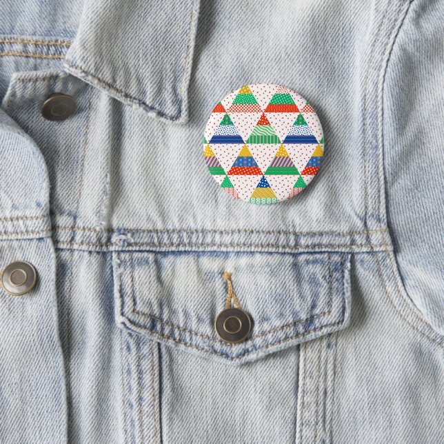 Festliche farbenfrohe Patchwork-Weihnachtsdreiecke Button (Beispiel)