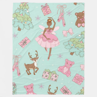 Festliche Feiertags-Pastell-Schwarze-Ballerina-Ted Fleecedecke