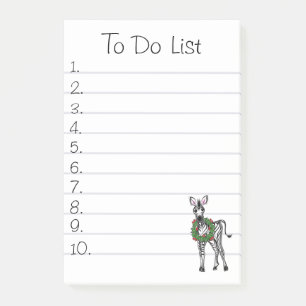 Festliche Feiertags-Zebra-Illustration, Feiertags- Post-it Klebezettel