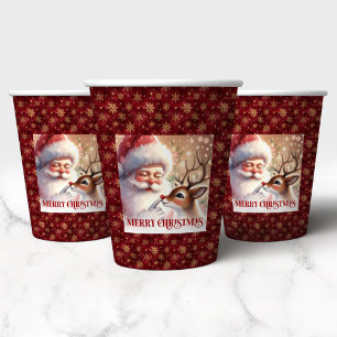 Festliche Feiertagsbecher mit Weihnachtsmann und R Pappbecher