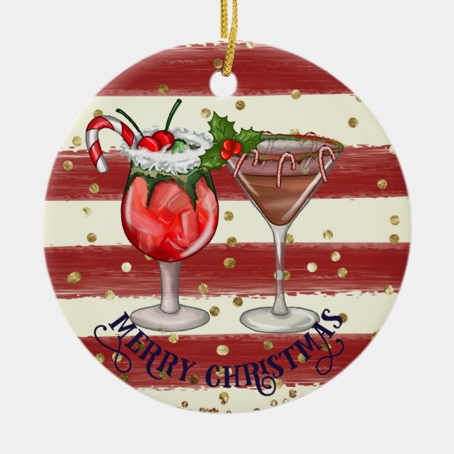 Festliche Festtage Getränke Weihnachtsdekoration Keramik Ornament (Vorne)