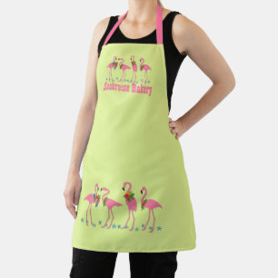Festliche Flamingos Personalisierte Chartreuse Schürze