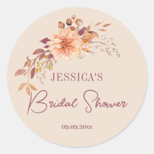 Festliche Florale Herbst-Boho-Hochzeitsdusche-Gesc Runder Aufkleber