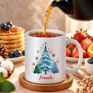Festliche Folklore-Kunst-Weihnachtsbäume-Monogramm Kaffeetasse