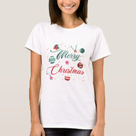 Festliche Frohe Weihnachten-Typografie mit Ornamen T-Shirt