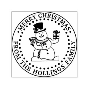 Festliche Frohe Weihnachtsgruß Schneemann Name Permastempel