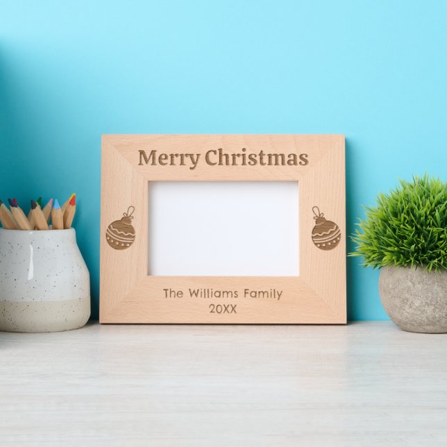 Festliche Frohe Weihnachtsschmuck Foto Laser Geätzte Rahmen (Vorderseite)