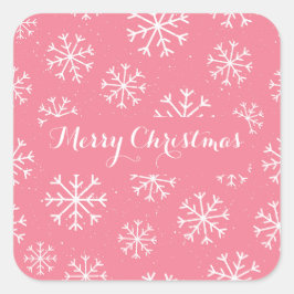 Festliche Frosty Winterland Rosa Weihnachtsdekor Quadratischer Aufkleber