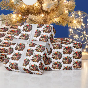 Festliche gekachelte Weihnachts-Kakao  Geschenkpapier