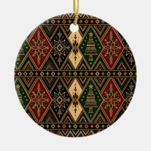 Festliche geometrische Kunst-Weihnachtskeramik-Orn Keramik Ornament