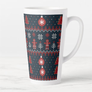 Festliche gestrickte Lebkuchen und Schneeflocken  Milchtasse