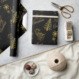 Festliche goldene Weihnachtseinpackpapier Geschenkpapier