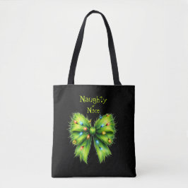 Festliche grüne Furry Bow-Lights naughty oder Nice Tasche