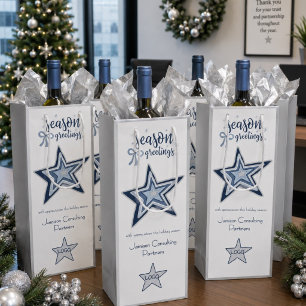 Festliche Grüße Blau und Silber Stern Geschäft Geschenktüte Für Weinflaschen