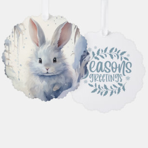 Festliche Grüße Kleiner Hase Im Schnee Ornament Karte