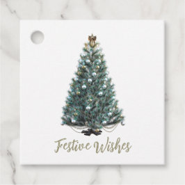 Festliche Grüße. Weihnachtsbaum-Design Geschenkanhänger