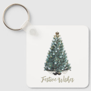 Festliche Grüße. Weihnachtsbaum-Design Schlüsselanhänger