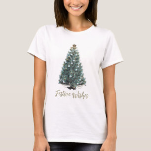 Festliche Grüße. Weihnachtsbaum-Design T-Shirt