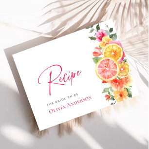 Festliche helle Blumen Zitrus Hochzeits Rezeptkart Postkarte