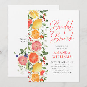 Festliche helle florale Zitrus-Scheibe-Bridal-Brun Einladung