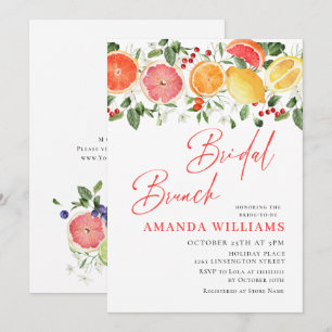 Festliche Helle Florale Zitrus-Scheibe-Bridal-Brun Einladung