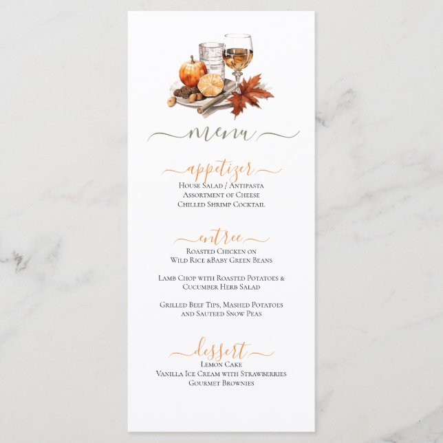 Festliche Herbstfeier Thema Essen & Trinken Menükarte (Vorderseite)
